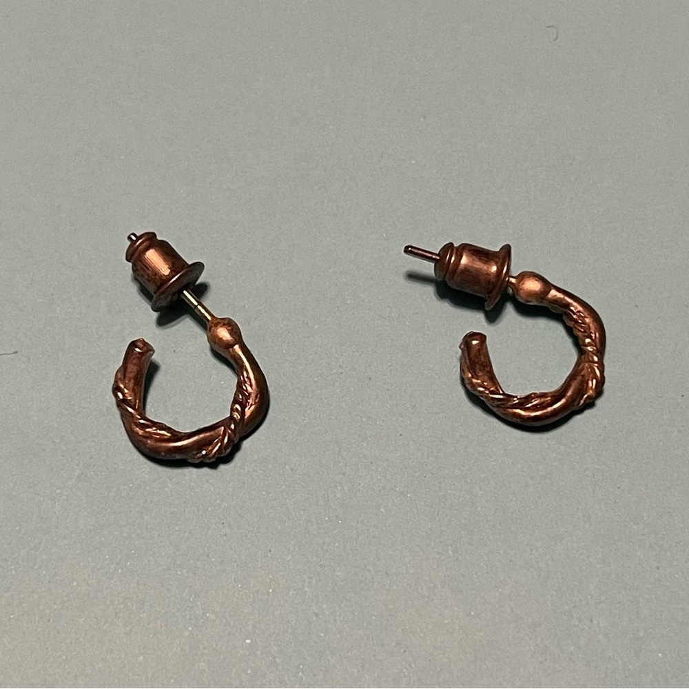 Vintage Silver Half Hoop Twisted Earrings